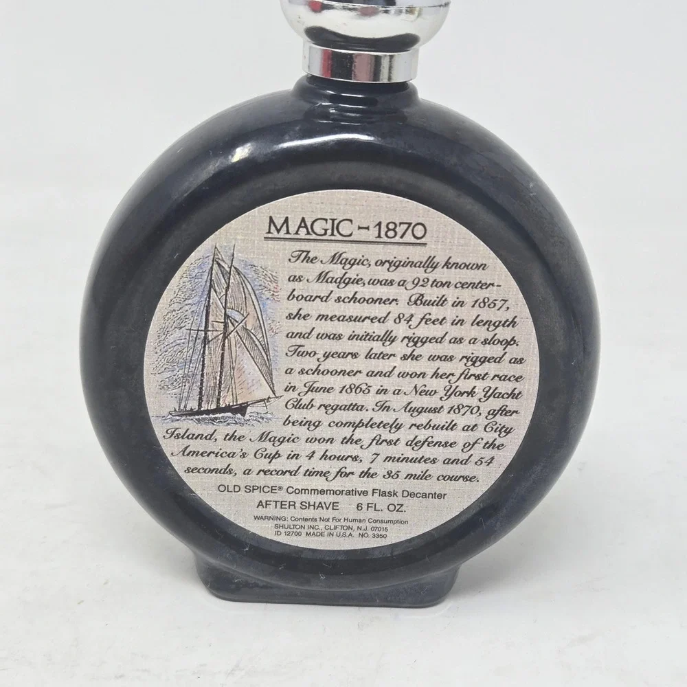 Vintage Old Spice Magic-1870 Commemorative Flask Decanter After Shave 6oz Bottle